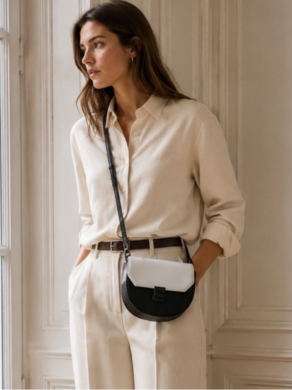 Call It Spring Crossbody/ Belt bag Purse- Black and White
